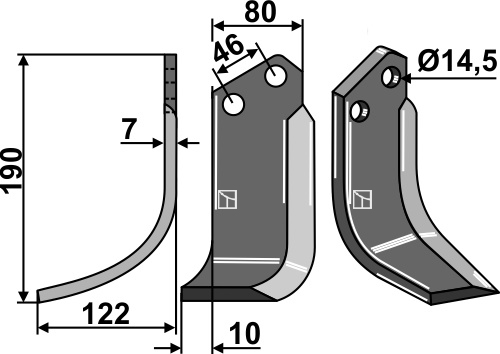 Fräsmesser 190x80mm, links, passend für Forigo-Roteritalia