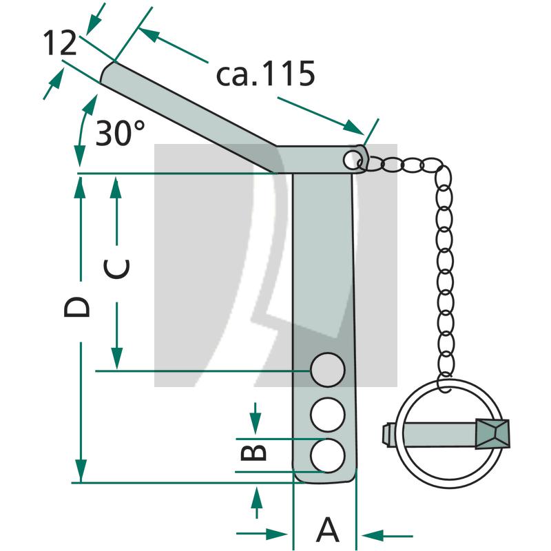 Oberlenkerbolzen mit Kette 175 mm