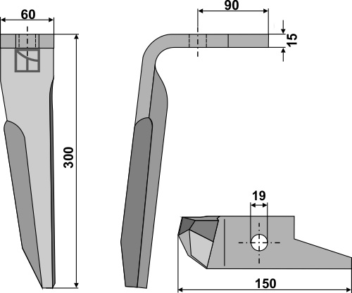 Kreiseleggenzinken links 300 mm x 60 mm, passend für Amazone