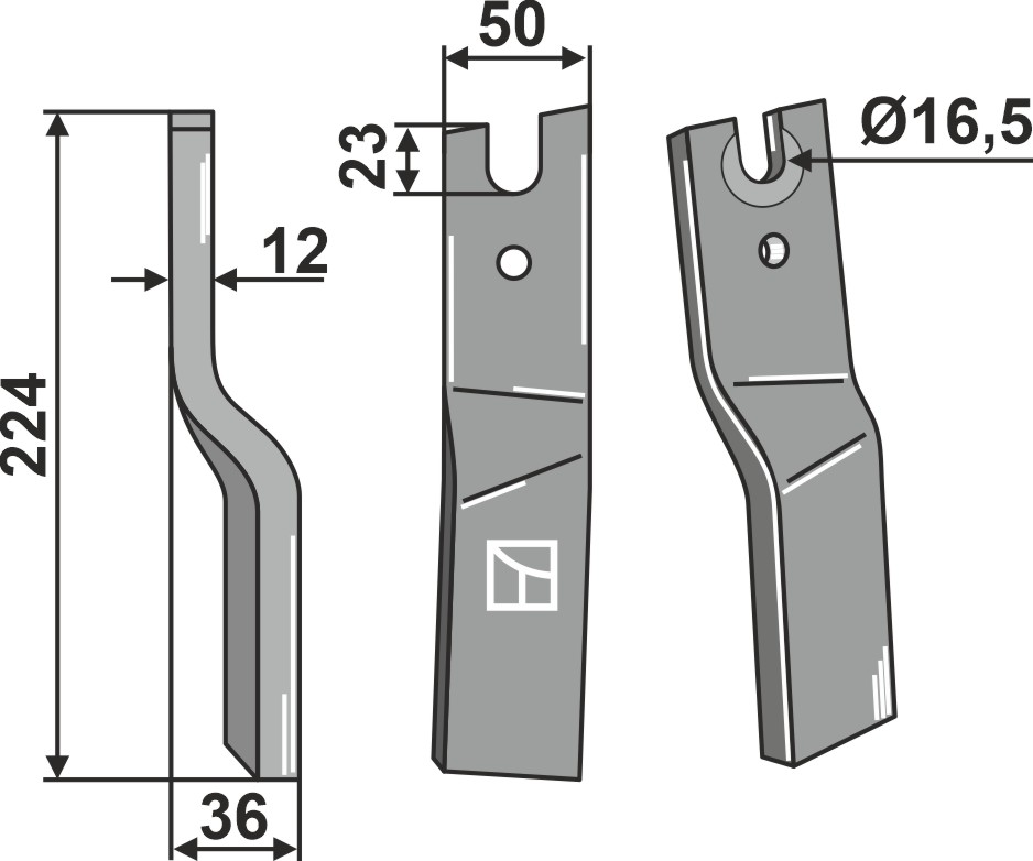 Rotorzinken 224x50mm, links, passend für Kuhn
