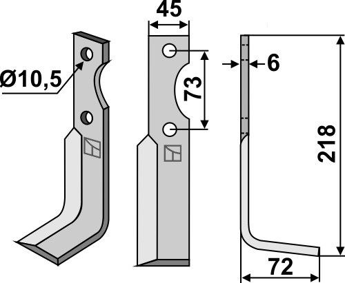 Fräsmesser 218x45mm, rechts, passend für Eurogreen