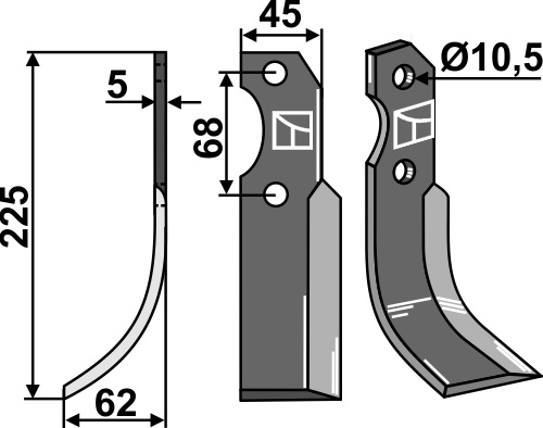 Fräsmesser 225x45mm, links, passend für Barbieri
