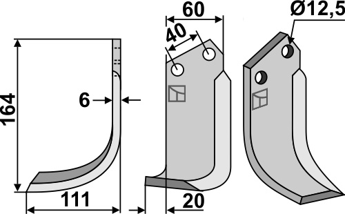 Fräsmesser 164x60mm, links, passend für Celli