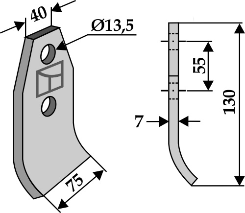 Klinge 130x75 mm, passend für Taarup
