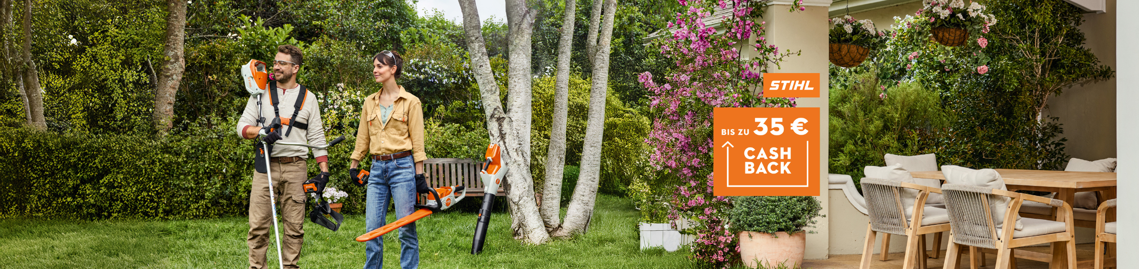 Freizeit im Garten mit STIHL – jetzt Cashback sichern.
