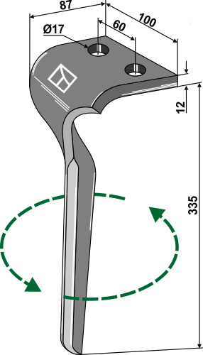 Kreiseleggenzinken links 335 mm x 100 mm, passend für Maschio und Gaspardo