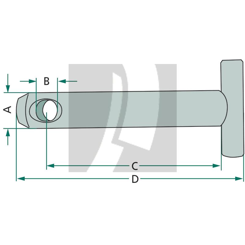 Oberlenkerbolzen universal - mit T-Griff, ohne Kette 134 mm Oberlenkerbolzen universal - mit T-Griff, ohne Kette 134 mm