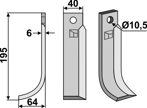 Fräsmesser 195x40mm, links, passend für M.A.G.