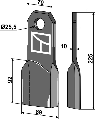 Mulchmesser 225x70 mm, linke Ausführung, passend für Fehrenbach