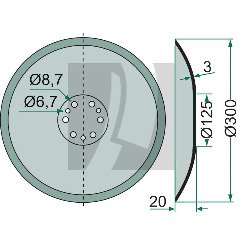 Rollschar glatt, Ø 300 x 3 mm, CX-Schar