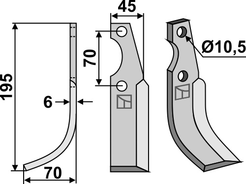 Fräsmesser 195x45mm, links, passend für S.E.P.