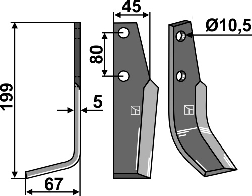 Fräsmesser 199x45mm, links, passend für Goldoni