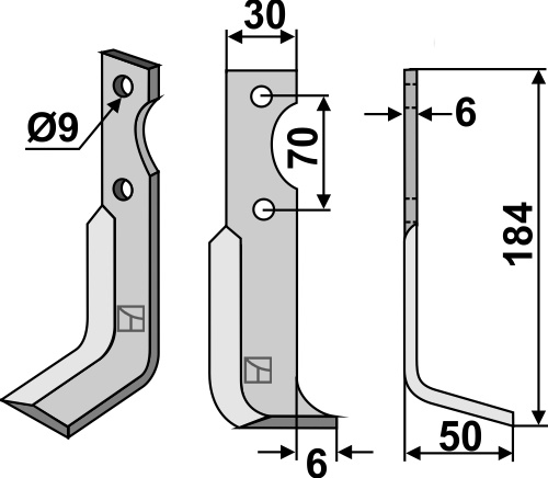 Fräsmesser 184x30mm, rechts, passend für Breviglieri/Breviagri