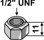 Selbstsichernde Mutter - 1/2'' UNF, passend für Bomford, Mulag und mehr
