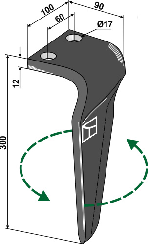 Kreiseleggenzinken links 300 mm x 100 mm, passend für Breviglieri