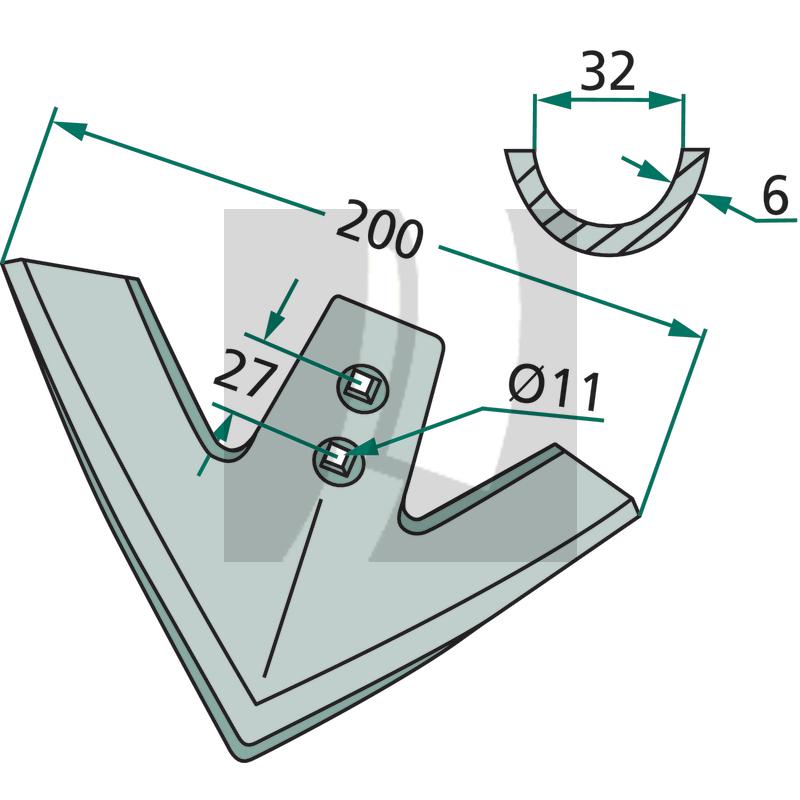 Gänsefußschar für Zinken 60 x 12