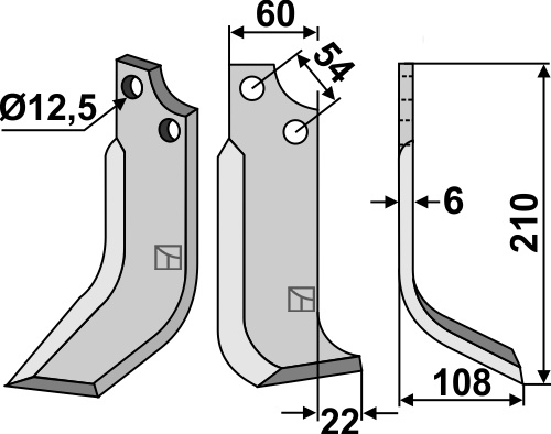 Fräsmesser 210x60mm, rechts, passend für Goldoni