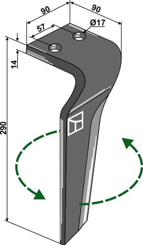 Kreiseleggenzinken links 290 mm x 90 mm, passend für Becker und Carraro