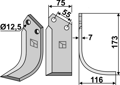 Fräsmesser 173x75mm, rechts, passend für Nardi