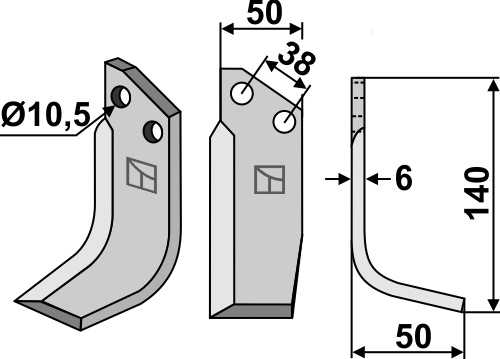 Fräsmesser 140x50mm, rechts, passend für Pegoraro