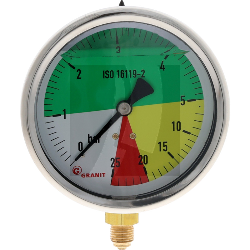 Manometer Ø100mm 0-5-25bar unten1/4" Standard