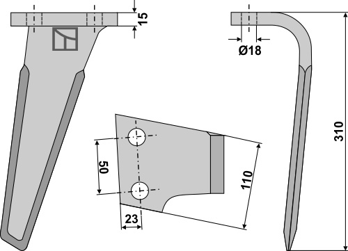 Kreiseleggenzinken rechts 310 mm x 110 mm, passend für Landsberg, Maletti und mehr