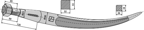 Greiferzinken 680 mm, passend für Kverneland