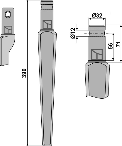 Kreiseleggenzinken 390 mm, passend für Kongskilde und Pegoraro