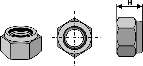 Selbstsichernde Sechskantmutter - M24x2 - 8.8, passend für Dragone
