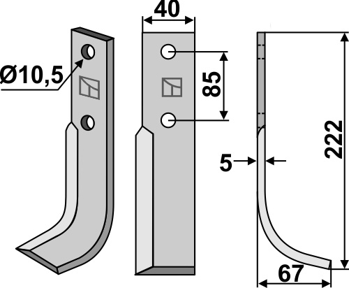 Fräsmesser 222x40mm, rechts, passend für M.A.B.Bocchini