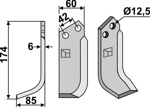 Fräsmesser 174x60mm, links, passend für M.E.A.A.T., Mearelli und mehr