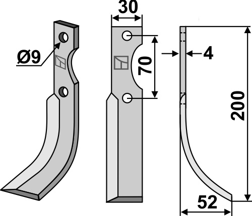 Fräsmesser 200x30mm, rechts, passend für Honda