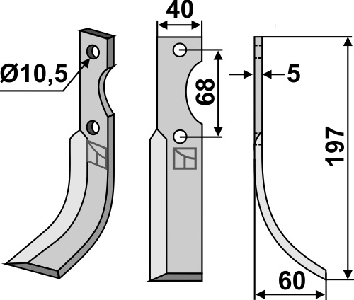 Fräsmesser 197x40mm, rechts, passend für Benassi