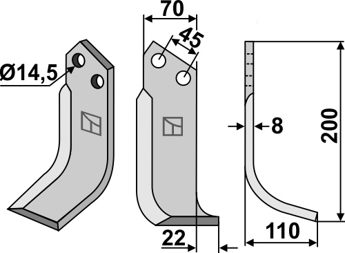 Fräsmesser 200x70mm, rechts, passend für Maletti