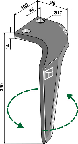Kreiseleggenzinken, links 330 mm x 100 mm, passend für Frandent