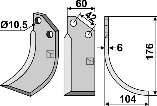 Fräsmesser 176x60mm, rechts, passend für Fort, Goldoni und mehr