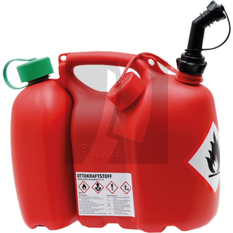 GRANIT Doppelkanister "Profi" rot, 6 Liter Kraftstoff, 3 Liter Kettenöl