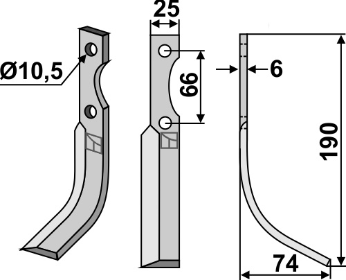 Fräsmesser 190x25mm, rechts, passend für Eurosystem und Ferrari
