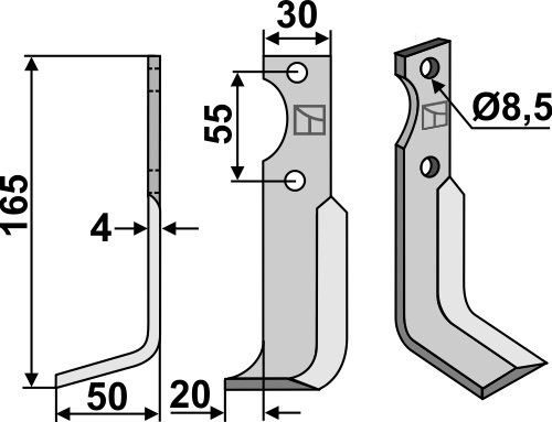 Fräsmesser 165x30mm, links, passend für M.A.B.Bocchini