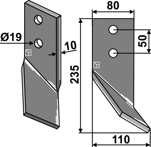 Rotorzinken 235x80mm, links, passend für Kirpy