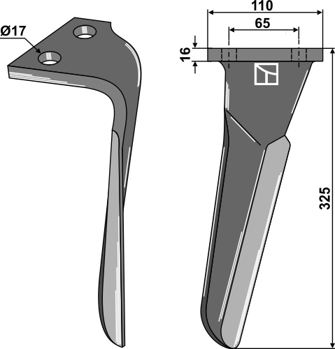 Kreiseleggenzinken, rechts 325 mm x 110 mm, passend für Sulky und Frandent
