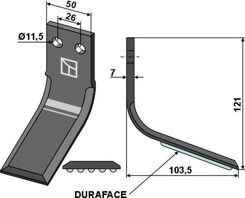 Hackmesser DURAFACE 121x50mm, passend für Agria