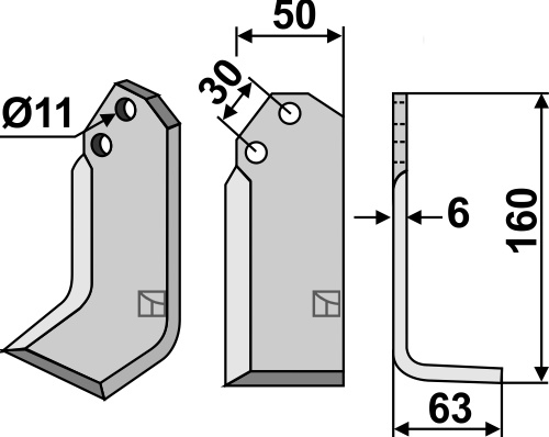 Fräsmesser 160x50mm, rechts, passend für CAB