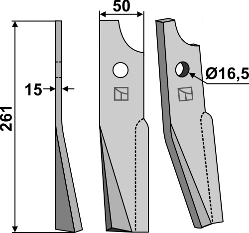 Rotorzinken 261x50mm, links, passend für Kuhn