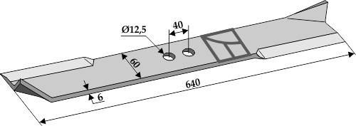 Mähermesser 640 mm - rechts, passend für Hymach