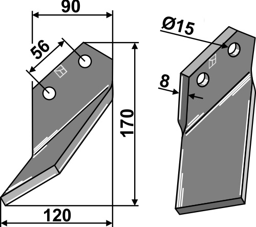 Rotorzinken 170x90mm, links, passend für Comeb