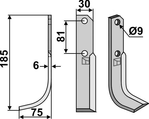 Fräsmesser 185x30mm, links, passend für Bertolini