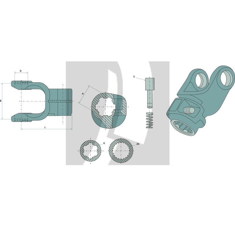 ROTARO Aufsteckgabel R10 1 3/8" 6 Zähne 93