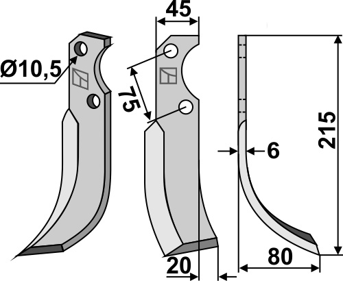 Fräsmesser 215x45mm, rechts, passend für Fort