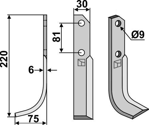Fräsmesser 220x30mm, links, passend für Bertolini
